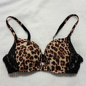 36C, Secret Treasures, black, leopard print bra